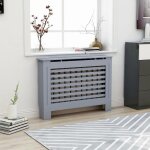 Cache - radiateur anthracite - vidaxl - 112x19x81 cm - mdf - espace de rangement pour livres et ornements ...