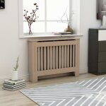 Cache - radiateur mdf mothinessto ly1682 - blanc - 112x19x81 cm - design moderne � lattes