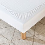 Cache - sommier coton jersey blanc 90x190 / 200 - blanc - terre de nuit