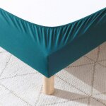 Cache - sommier coton jersey bleu canard 160x190 � 180x200 - bleu canard - terre de nuit