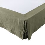 Cache - sommier - gaia - 140 x 190 cm - gaze de coton - coloris romarin - hauteur de jupe 30 cm Cache - sommier - gaia - 140 x 190 cm - gaze de coton - coloris romarin - hauteur de jupe 30 cm
