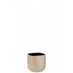 Cachepot en c�ramique champagne 18x18x19cm - j - line - carr� - terre cuite