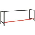 Cadre de banc de travail - vidaxl - noir et rouge mat - 220x57x79 cm - m�tal robuste