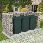Cadre de gabion de poubelle triple acier 250 x 100 x 120 cm cache - poubelle