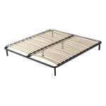 Anya - sommier noir cadre a lattes renforc et soutien rglable 6 pieds 140x190 x 29 cm en metal - montage ...