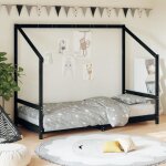 Cadre de lit pour enfants - vidaxl - noir - 90x190 cm - bois de pin massif - avec tiroirs
