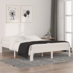 Cadre de lit - fydun - a810346 - bois massif - 140x190 cm - blanc - 2 places