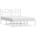 Cadre de lit - mothinessto - yy08404 - m�tal - 140x190 cm - blanc - classique