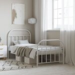 Vidaxl cadre de lit mtal avec tte de lit - pied de lit blanc 90x190 cm 353694