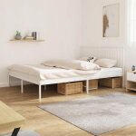 Vidaxl cadre de lit m�tal avec t�te de lit blanc 160x200 cm 350934