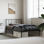 Cadre de lit mtal vidaxl noir 90x190 cm - a lattes - avec tiroirs
