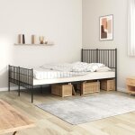 Cadre de lit - mothinessto - 120x190 cm - m�tal noir - design classique - espace de rangement