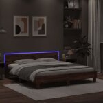 Cadre de lit - mothinessto - 200x200 cm - ch�ne marron - led rvb - design contemporain