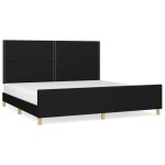Cadre de lit - mothinessto - 200x200 cm - t�te de lit r�glable - tissu noir - 2 places