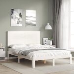 Cadre de lit - mothinessto - petit double - bois massif - blanc - 120 x 190 cm