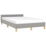 Cadre de lit - mxzzand - 120x190 cm - tte de lit en tissu - gris clair - design contemporain