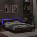 Cadre de lit - mxzzand - 140x190 cm - chne marron - led rgb - design contemporain