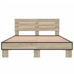 Cadre de lit - mxzzand - 140x190 cm - chne sonoma - bois dingnierie et mtal - design contemporain