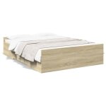Cadre de lit - omabeta - hga02150 - chne sonoma - 120x190 cm - avec tiroirs de rangement