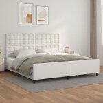 Cadre de lit - omabeta - simili cuir - bois de m�l�ze - 203 x 206 x 118 / 128 cm - blanc