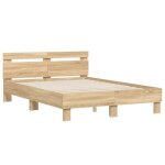 Cadre de lit - salalis - 120x190 cm - chne sonoma - bois dingnierie - led rgb
