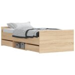 Cadre de lit - salutuya - bd6495 - chêne sonoma - 90x190 cm - 4 tiroirs de rangement Cadre de lit - salutuya - bd6495 - chêne sonoma - 90x190 cm - 4 tiroirs de rangement