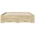 Cadre de lit - salutuya - qpi02059 - chne sonoma - 120x190 cm - avec tiroirs