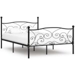 Cadre de lit et sommier  lattes - vidaxl - noir mtal - 160 x 200 cm