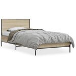 Cadre de lit - v geby - 90x190 cm - chne sonoma - bois dingnierie et mtal - 1 place