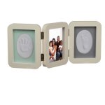 Relaxdays lot cadre photo et moulage pour bb empreinte main pied et 1 photo h x l : 21 x 49 cm crme ...