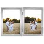 Cadre photo - calais - 2 x 13 x 18 cm - double cadre d�pliable - velours - style contemporain