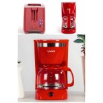 Cafetire electrique 800w 12 - tasses - classique rouge livoo - grille - pain rouge 2 fentes 750w 7 niveaux ...