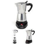 Cafetire italienne lectrique - inox - 6 tasses - 480 w - socle pivotant 360 - maintien au chaud