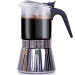 Cafetire italienne inox et verre veohome - 7 tasses - compatible induction gaz vitrocramique