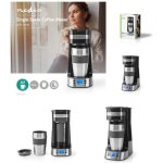 Cafetire 1 tasse - nedis - mug de voyage 0. 42l - noir argent - programmable - filtre amovible