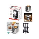 Cafeti�re machine � caf� programmable electrique inox 1. 5l 1000w + grille - pain inox 2 fentes 1000w ...