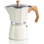 Cafeti�re moka italienne - haeger - 6 tasses - programmable - r�servoir amovible - beige