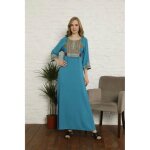 Gandoura caftan abaya maison fte tunique longue oriental t cape bleu turquoise laila