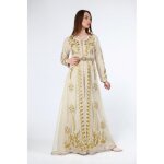 Caftan beige blanc karakou abaya takchita robe oriental dubai - femme - adulte