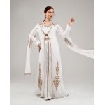 Caftan blanc broche takchita abaya robe dubai aid 40 - femme - blanc