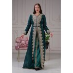 Caftan bleu vert rim kaftan takchita abaya karakou robe oriental dubai farasha