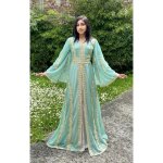 Caftan enfant fille takchita abaya aid vert eau Caftan enfant fille takchita abaya aid vert eau