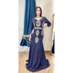 Caftan fete aid eid iman bleu marine dore takchita robe oriental abaya djellaba - femme - adulte Caftan fete aid eid iman bleu marine dore takchita robe oriental abaya djellaba - femme - adulte