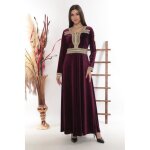 Caftan marocain - prune - tenue orientale abaya karakou djellaba - broderies dorées et perles Caftan marocain - prune - tenue orientale abaya karakou djellaba - broderies dorées et perles