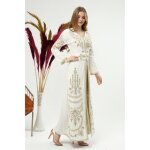 Caftan blanc en velours brod de perles et cristaux - rima - grande taille