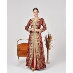 Caftan rimas rouge haute gamme dore takchita kaftan karakou abaya djellaba