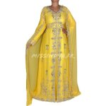 Caftan takchita abaya djellaba tenue oriental dubai - jaune argente