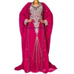 Takchita caftan robe dubai cape bleu vert dore mariage