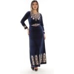 Caftan - rim kaftan - velours bleu royal - broderie dor� - perles nacr�es