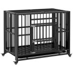 Cage pour chien animaux cage de transport sur roulettes pliable 3 portes verrouillables plateau amovible ...